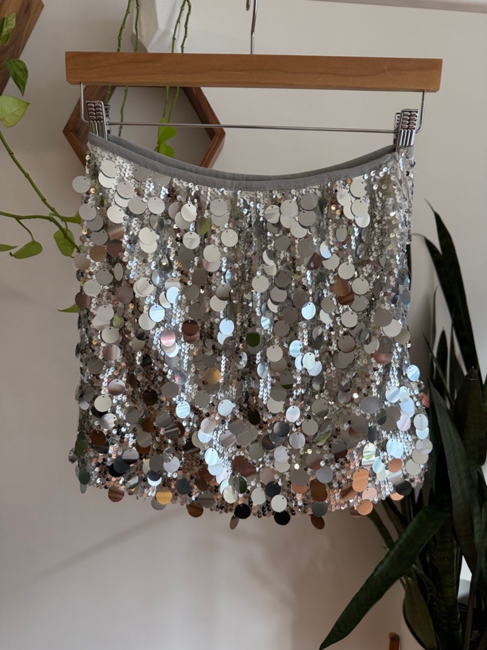 Silver Sequin Mini Skirt - Women's Shimmer Party Skirt